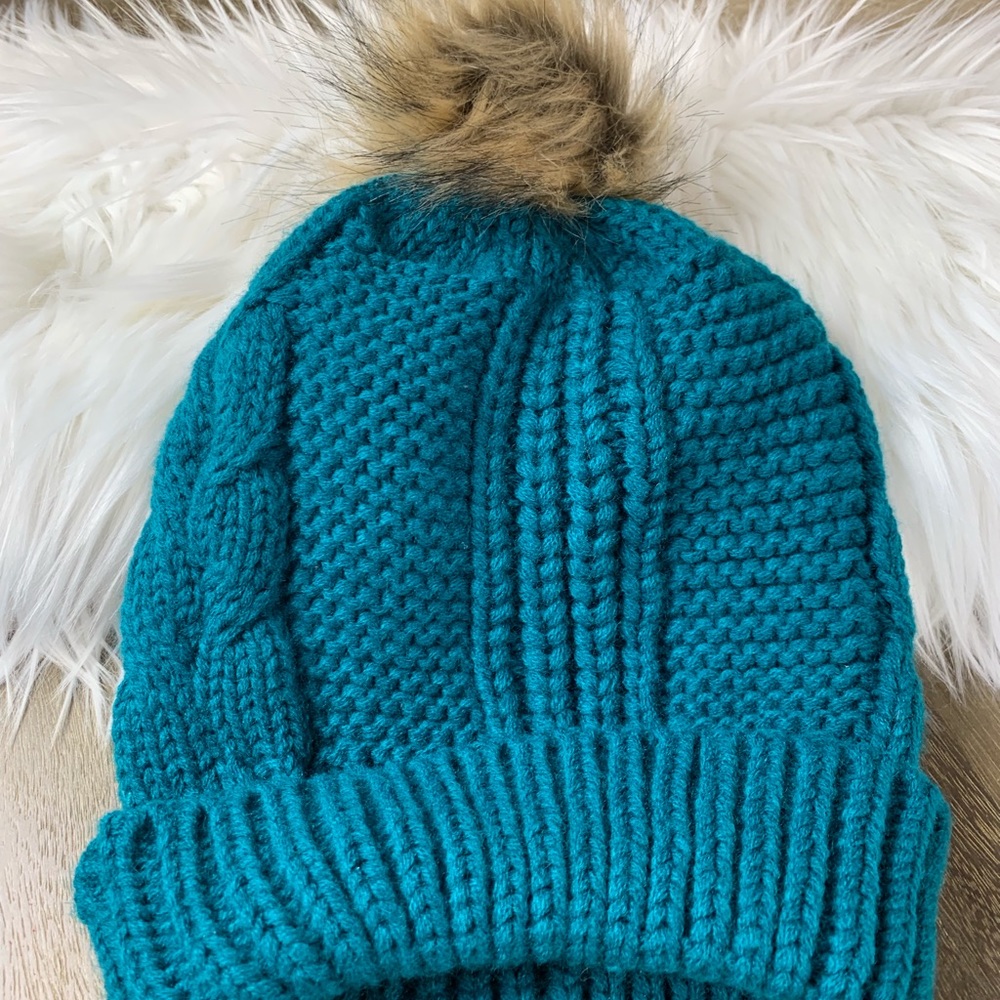Dark Teal Beanie with Pom Pom